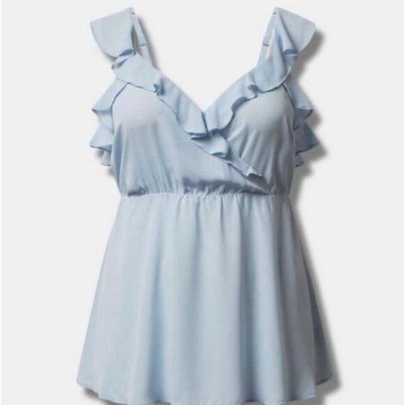 Torrid Peplum Georgette Ruffle Surplice Tank Top Blouse - Picture 5 of 5